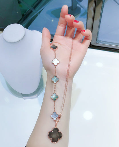 [Glow Muse]COMBINED BRACELET 5 MOTIFS AND NECKLACE DARK MOP ROSE GOLD