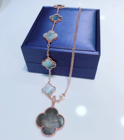[Glow Muse]COMBINED BRACELET 5 MOTIFS AND NECKLACE DARK MOP ROSE GOLD