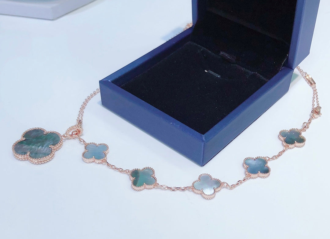 [Glow Muse]COMBINED BRACELET 5 MOTIFS AND NECKLACE DARK MOP ROSE GOLD