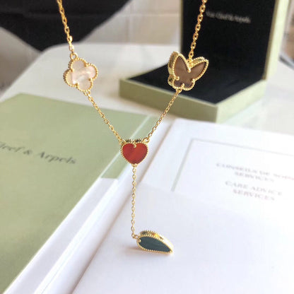 [Glow Muse]LUCKY SPRING 4 MOTIFS ROSE GOLD NECKLACE