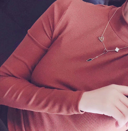 [Glow Muse]LUCKY SPRING 4 MOTIFS ROSE GOLD NECKLACE