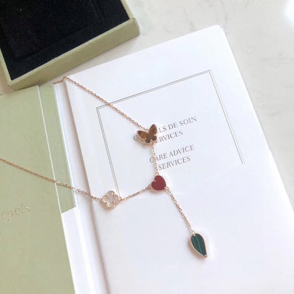 [Glow Muse]LUCKY SPRING 4 MOTIFS ROSE GOLD NECKLACE