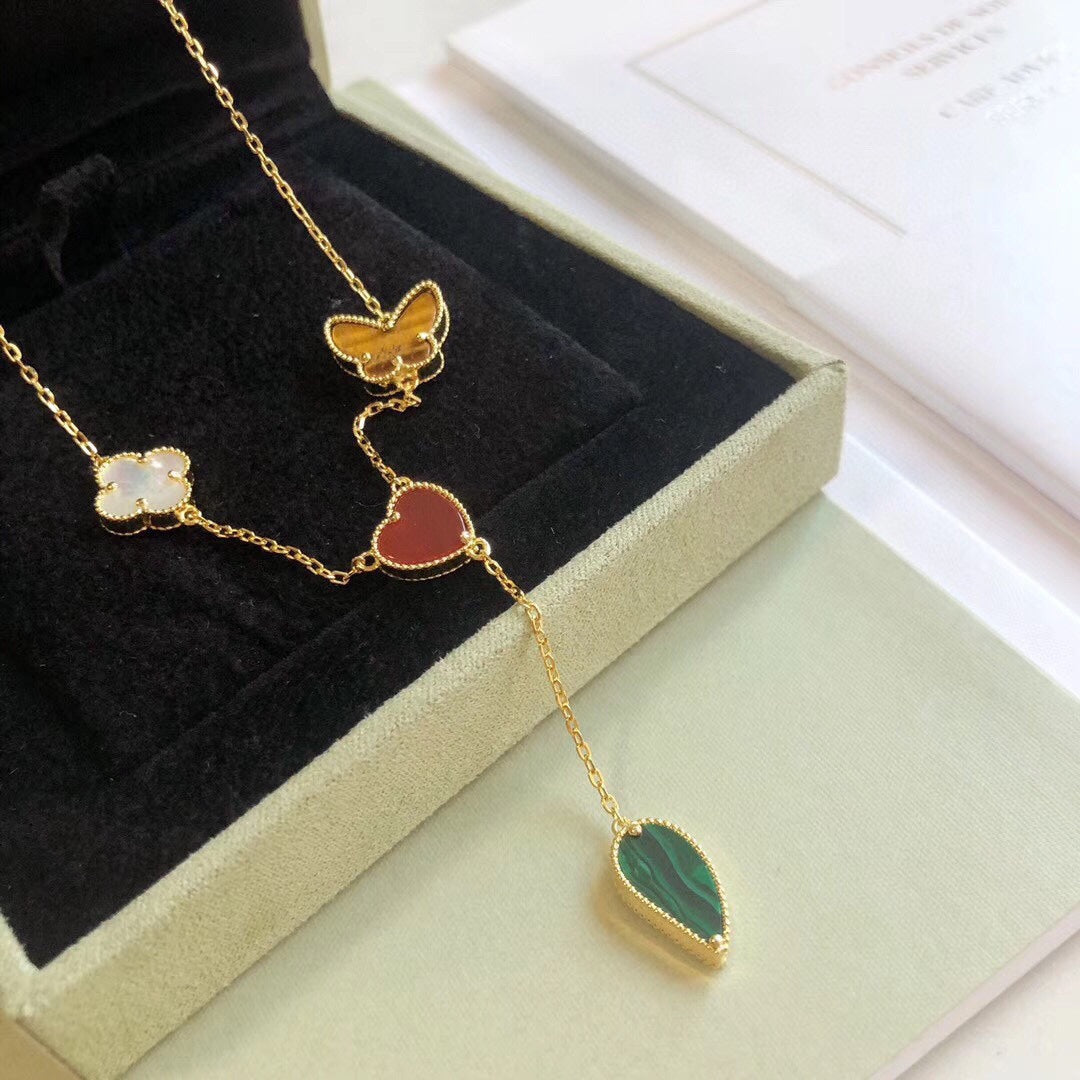 [Glow Muse]LUCKY SPRING 4 MOTIFS ROSE GOLD NECKLACE