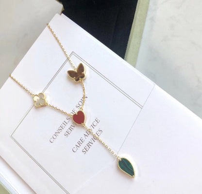 [Glow Muse]LUCKY SPRING 4 MOTIFS ROSE GOLD NECKLACE