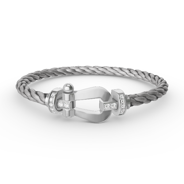 [Glow Muse]FORCE LARGE HORSESHOE HALF DIAMOND BRACELET SILVER
