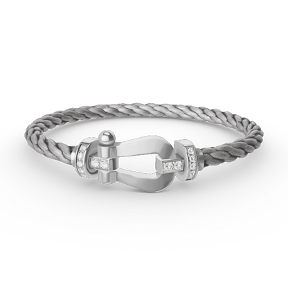 [Glow Muse]FORCE LARGE HORSESHOE HALF DIAMOND BRACELET SILVER