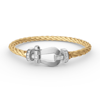 [Glow Muse]FORCE LARGE HORSESHOE HALF DIAMOND BRACELET SILVER