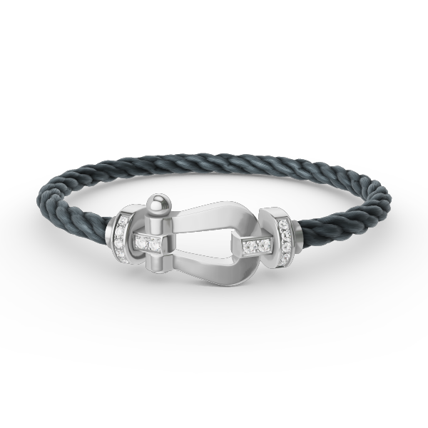 [Glow Muse]FORCE LARGE HORSESHOE HALF DIAMOND BRACELET SILVER