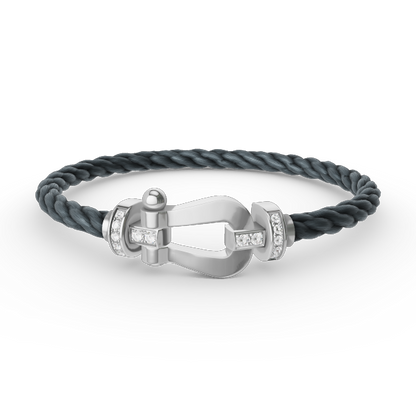 [Glow Muse]FORCE LARGE HORSESHOE HALF DIAMOND BRACELET SILVER