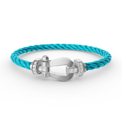 [Glow Muse]FORCE LARGE HORSESHOE HALF DIAMOND BRACELET SILVER