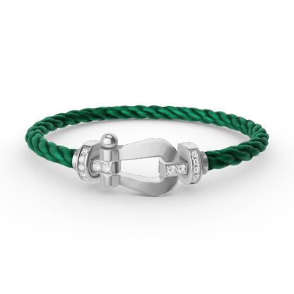 [Glow Muse]FORCE LARGE HORSESHOE HALF DIAMOND BRACELET SILVER