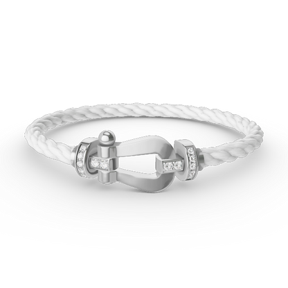 [Glow Muse]FORCE LARGE HORSESHOE HALF DIAMOND BRACELET SILVER