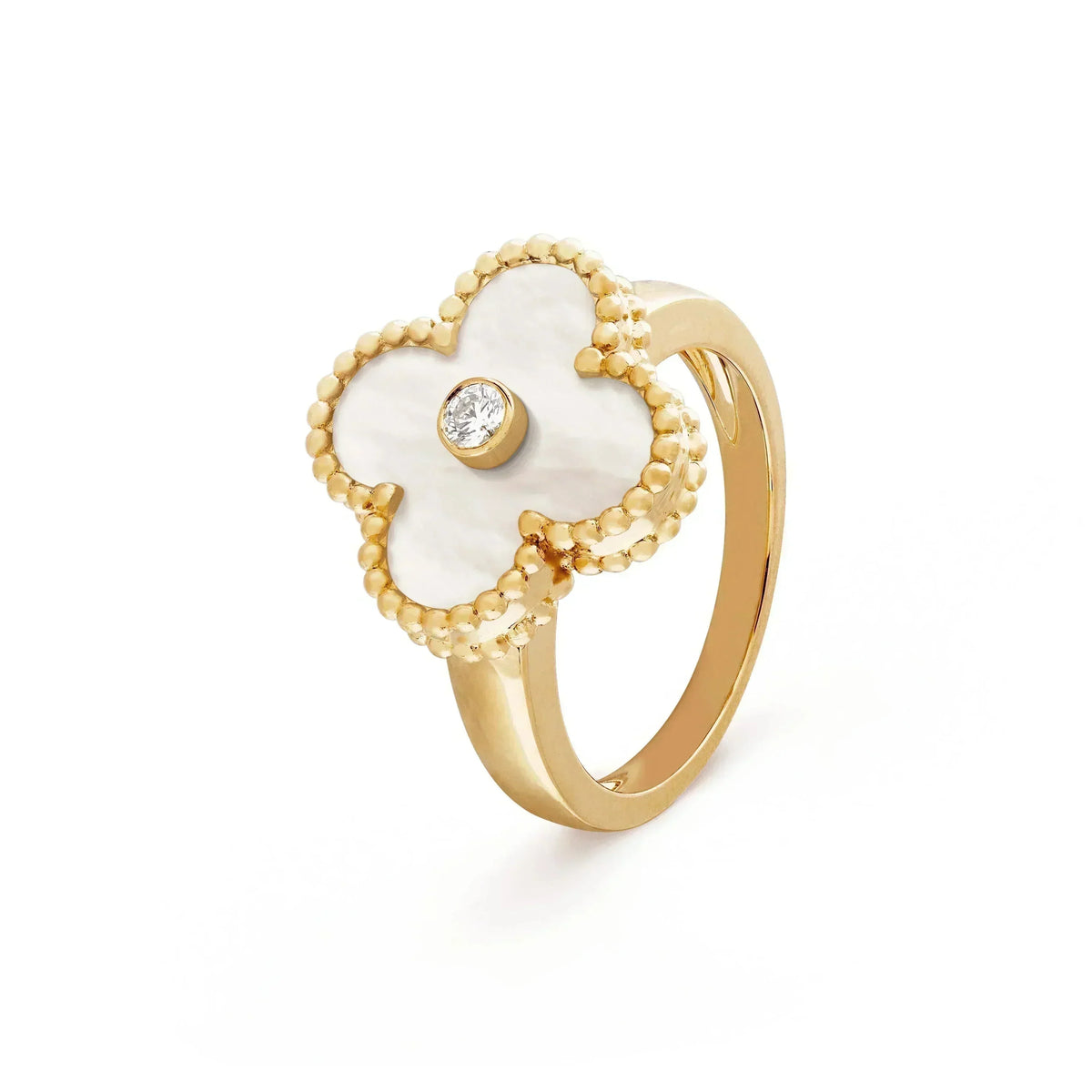 [Glow Muse]CLOVER PINK MOP RING GOLD DIAMOND