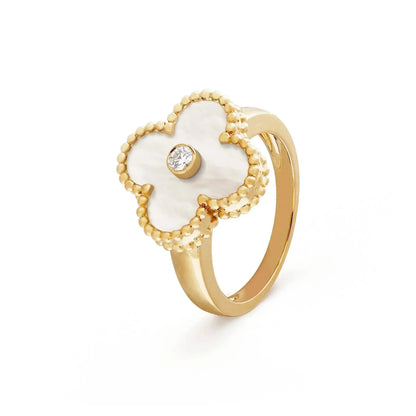 [Glow Muse]CLOVER PINK MOP RING GOLD DIAMOND